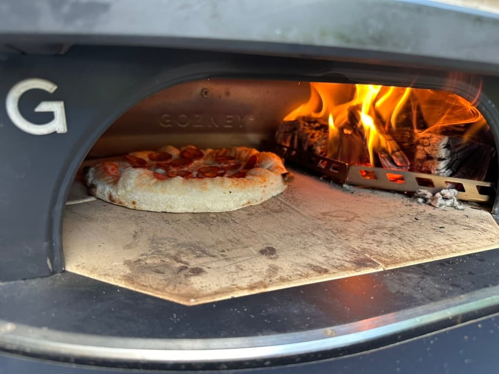 Pizza cooking in a Gozney Dome